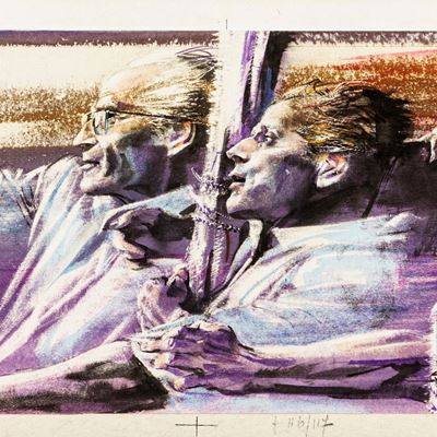 Illustrazione per 'Viaggio al centro della Terra', tempera su cartone