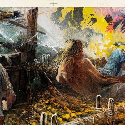 Viaggio al centro della Terra, tempera su cartone