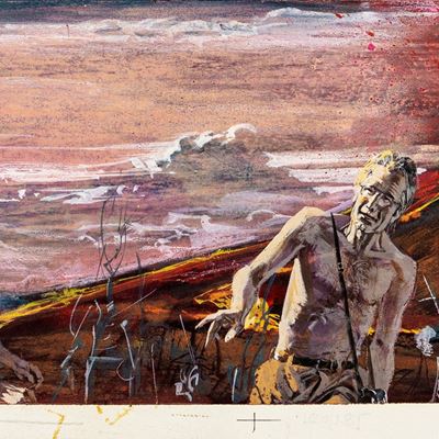 Viaggio al centro della Terra, tempera su cartone