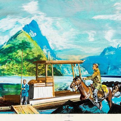 Illustrazione per 'Viaggio al centro della Terra', tempera su cartone