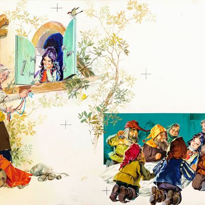 Biancaneve, tempera su cartone