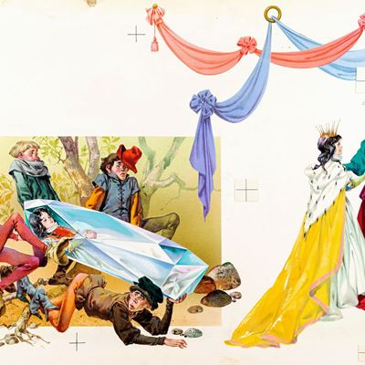 Illustrazione per Biancaneve, tempera su cartone