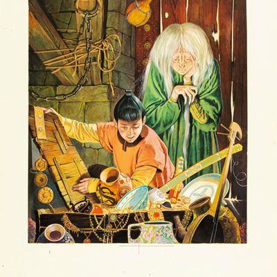 Rizzato, Fiabe dell'antica Cina, tempera su cartone