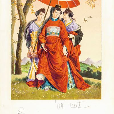 Rizzato, Fiabe dell'antica Cina, tempera su cartone