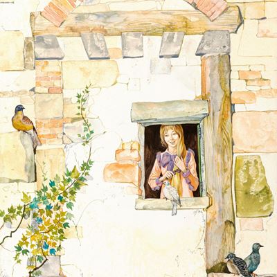 Raperonzolo - Illustrazione originale, tempera su cartone