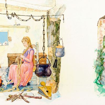 Raperonzolo – illustrazione originale, tempera su cartone