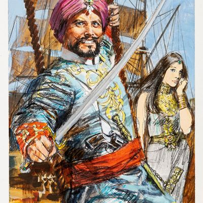 I pirati della Malesia - Copertina originale, tempera su cartone