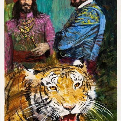 Copertina per 'Le due tigri', tempera su cartone
