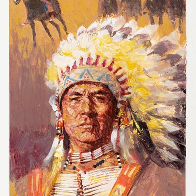 Sulle frontiere del Far-West - originale di copertina, tempera su cartone
