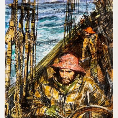 Copertina per 'I pescatori di Balene', tempera su cartone
