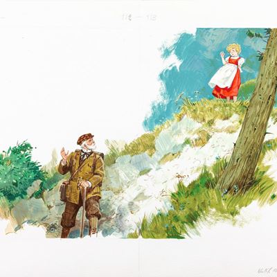 Illustrazione per 'Heidi', tempera su cartoncino