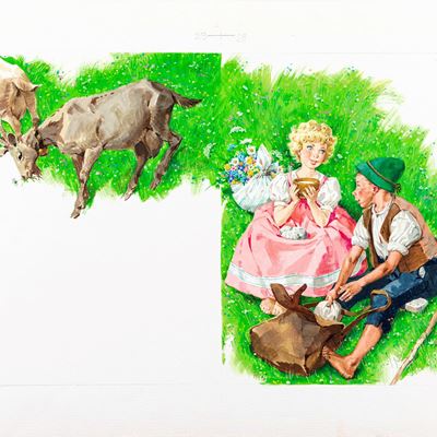 Illustrazione per 'Heidi', tempera su cartoncino
