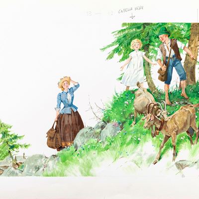 Illustrazione originale per 'Heidi', tempera su cartoncino