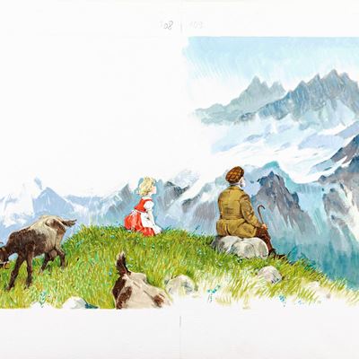 Illustrazione originale per 'Heidi', tempera su cartoncino