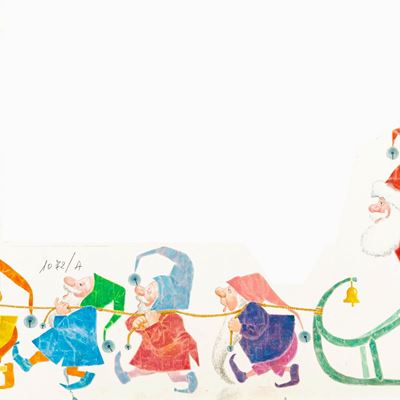 Illustrazione per 'Tutto Natale' (1966), tempera e acquerello su cartone sagomato