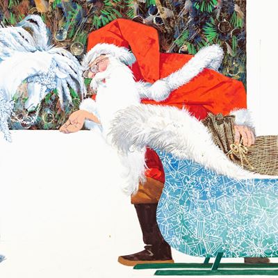 Balzaneve cavallino di Natale, tempera su cartone
