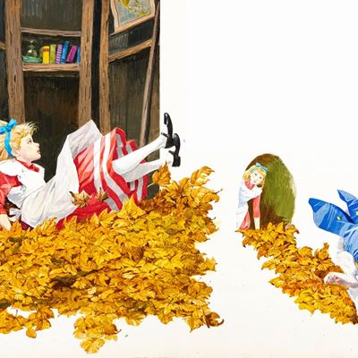 Illustrazione per 'Alice nel Paese delle Meraviglie', tempera su cartone sagomato
