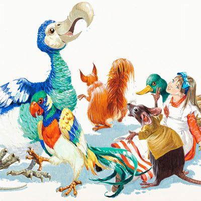 Illustrazione originale per 'Alice nel Paese delle Meraviglie' (tempera su cartone, 1968)
