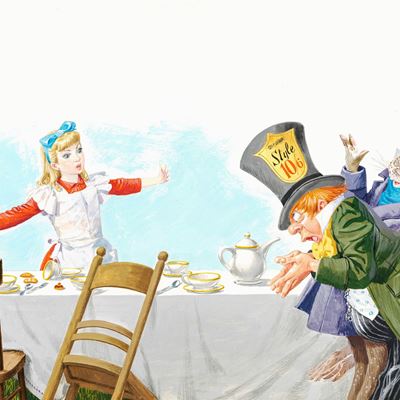 Alice nel Paese delle Meraviglie, tempera su cartone