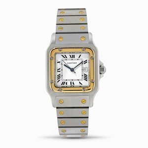 A steel and 18K gold wristwatch, Cartier Santos