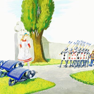 Alice nel Paese delle Meraviglie, tempera su cartone