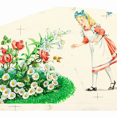 Alice attraverso lo specchio, tempera su cartone sagomato