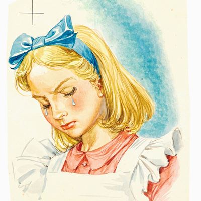 Illustrazione per 'Alice attraverso lo specchio', tempera su cartone sagomato