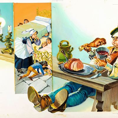 Pollicino - Illustrazione originale, tempera su cartone