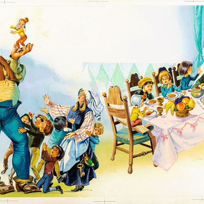 Illustrazione per 'Pollicino', tempera su cartone