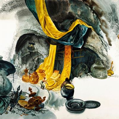 Alì Babà e i quaranta ladroni, tempera su cartone