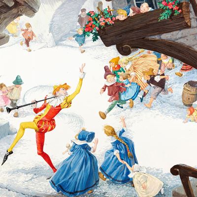 Il piffero magico, tempera su cartone