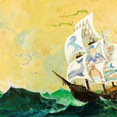 Sinbad il marinaio, tempera su cartone