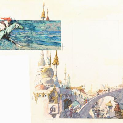 Sinbad il marinaio - Tempera su cartone sagomato