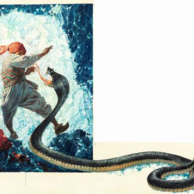 Sinbad il marinaio, tempera su cartone sagomato