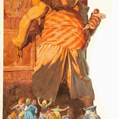 Sinbad il marinaio - tempera su cartone sagomato