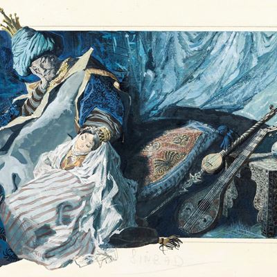 Sinbad il marinaio, tempera su cartone