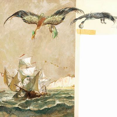 Sinbad il marinaio - tempera su cartone sagomato