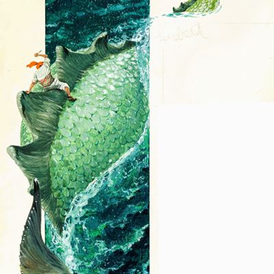 Sinbad il marinaio - tempera su cartone sagomato