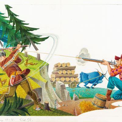 La Ballata di Paul Bunyan, tempera su cartone