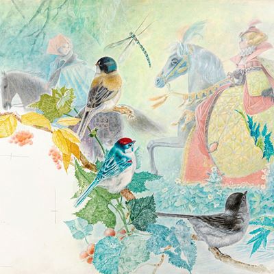 La piccola guardiana d'oche (1966) - pastelli, tempera e acquerello su cartone