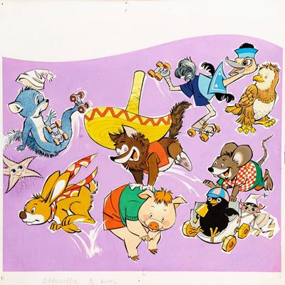 Cuccioli - tempera su cartone