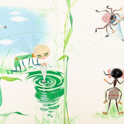Illustrazione per 'Cesarina gentil formichina', tempera su cartone