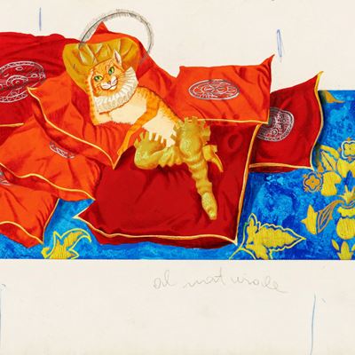 Illustrazione originale per 'Fiabe francesi', tempera su cartone