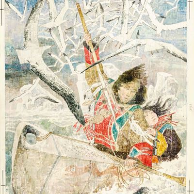 Fiabe eschimesi - tempera e acquerello su cartone