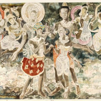 Fiabe indonesiane, tempera e acquerello su cartone