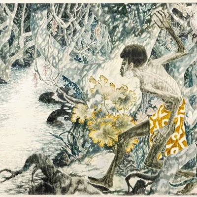 Illustrazione per Fiabe australiane, tempera e acquerello su cartone