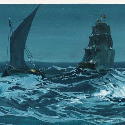 De Gaspari, Illustrazione per Moby Dick - tempera su cartone