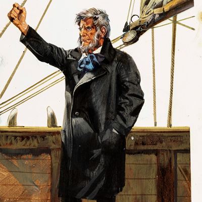 De Gaspari, Illustrazione per Moby Dick, tempera su cartone