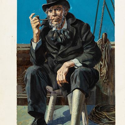 De Gaspari, Illustrazione per Moby Dick - Tempera su cartone sagomato