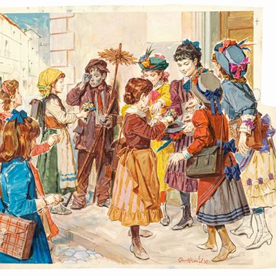 Cuore - illustrazione originale, tempera su cartone sagomato, 1965